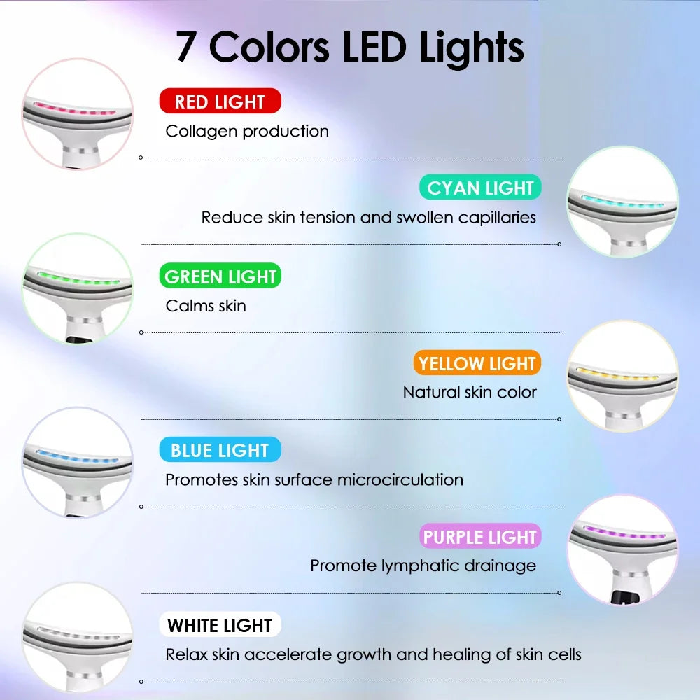 7 Colors LED Lights Face & Neck Vibration Massage Device