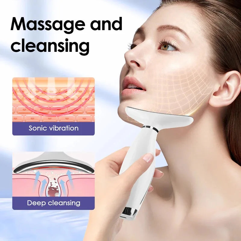 7 Colors LED Lights Face & Neck Vibration Massage Device