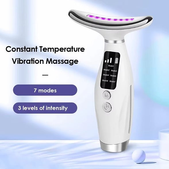 7 Colors LED Lights Face & Neck Vibration Massage Device